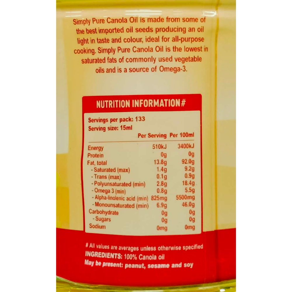 Simply Pure Canola Oil 2L