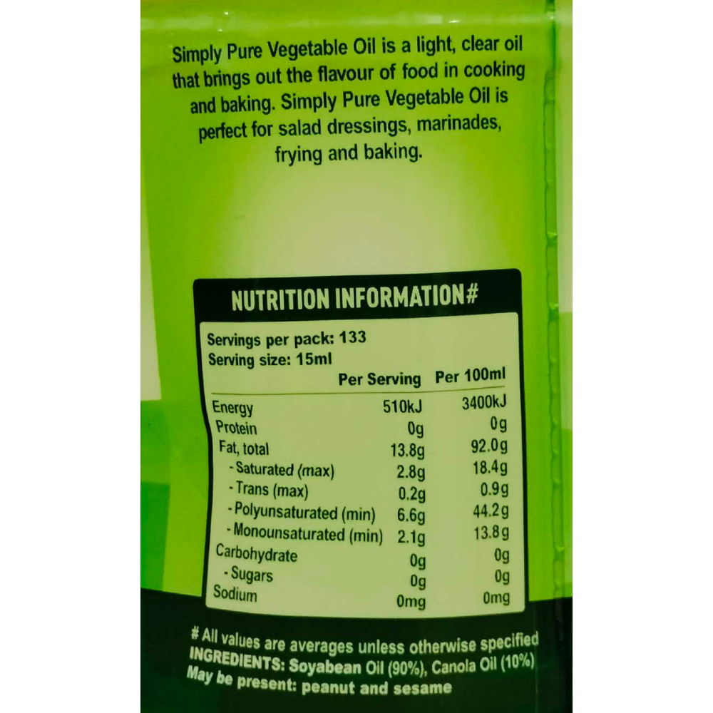 Simply Pure Vegetable Oil 2L