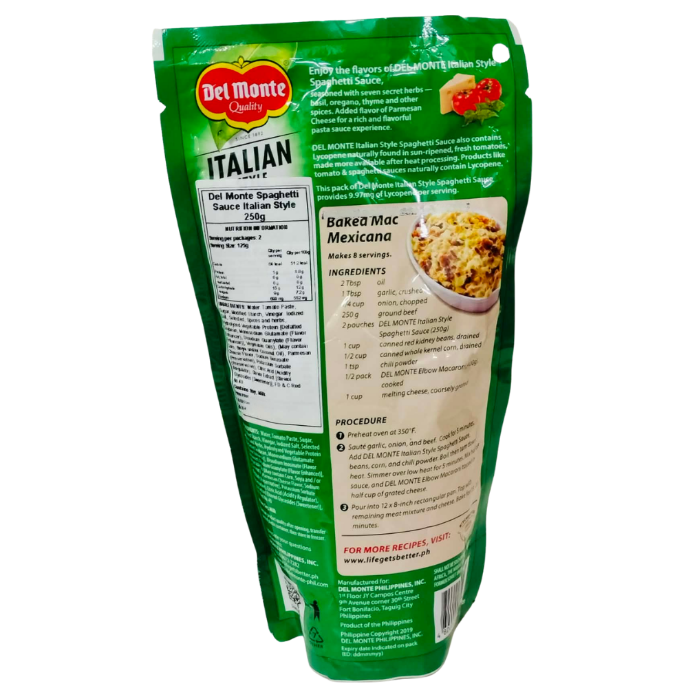 Del Monte Italian Style Spaghetti Sauce 250g