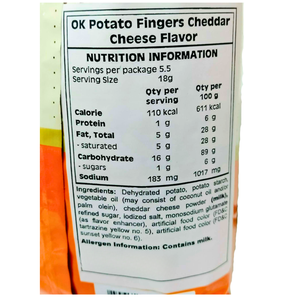 OK Potato Fingers Cheese Flavor 100g