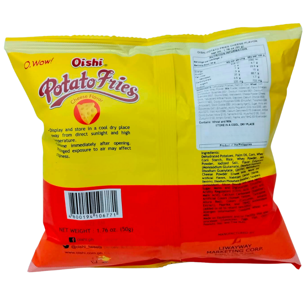 Oishi Potato Fries Cheese Flavor 50g
