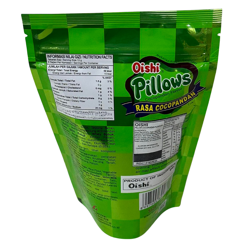 Oishi Pillows Coco Pandan Party Size 100g